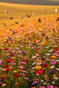 A Vibrant Blossom Meadow at Sunrise – free AI stock image