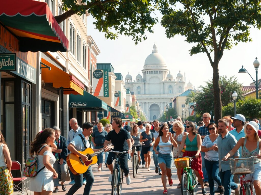 A Vibrant City Street Filled with Life – free AI stock image