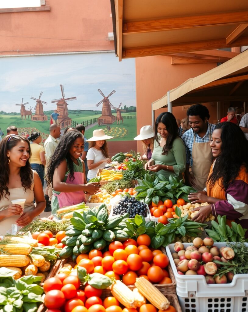 A Vibrant Farmers Market Scene – free AI stock image
