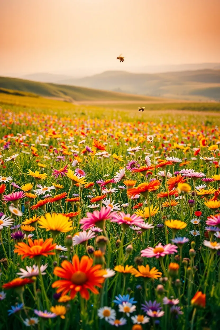 A Vibrant Field of Wildflowers Blooming
