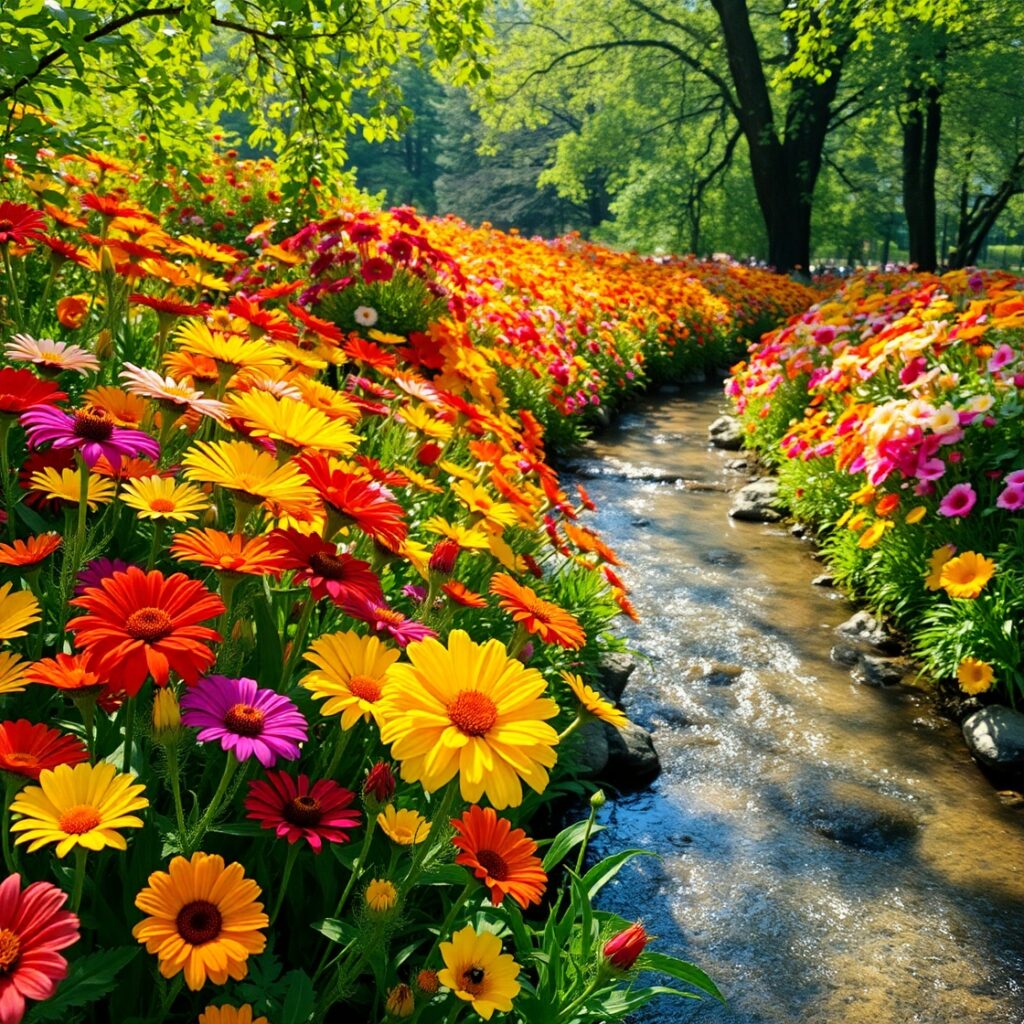 A Vibrant Garden of Blooming Flowers – free AI stock image
