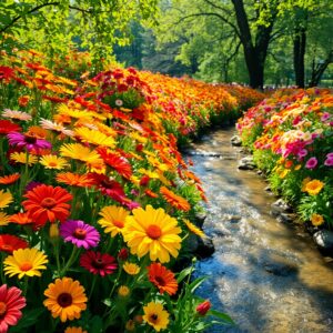 A Vibrant Garden of Blooming Flowers – free AI stock image