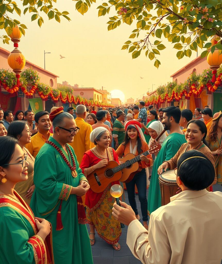 A Vibrant Gathering of Diverse Cultures – free AI stock image