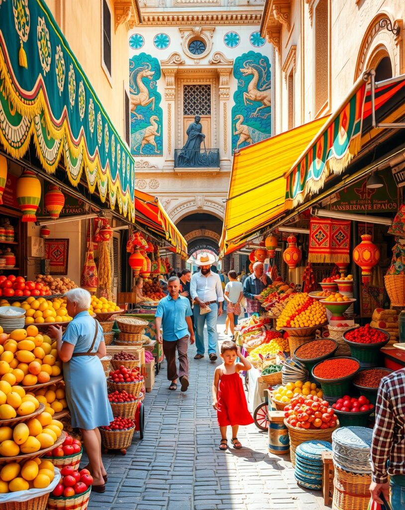 A Vibrant Journey Through Colorful Markets – free AI stock image