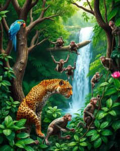 A Vibrant Jungle of Exotic Animals – free AI stock image
