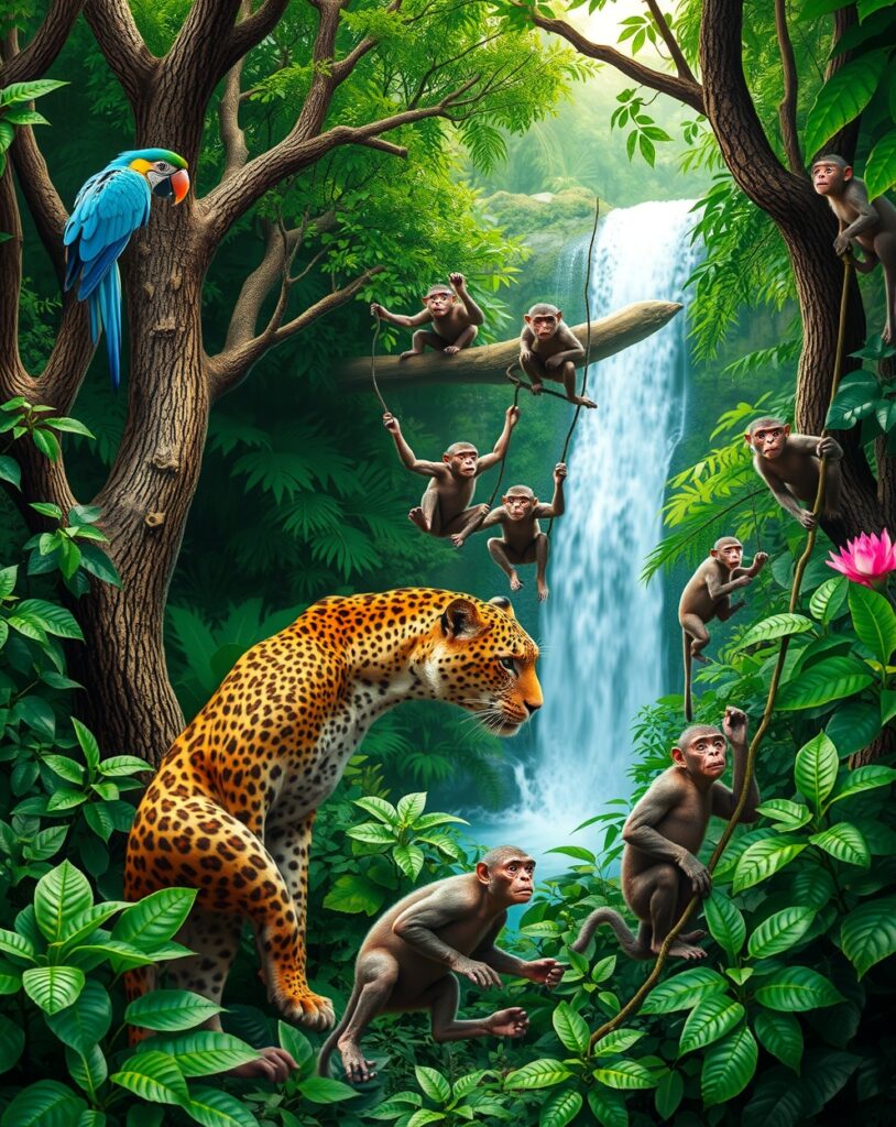 A Vibrant Jungle of Exotic Animals – free AI stock image
