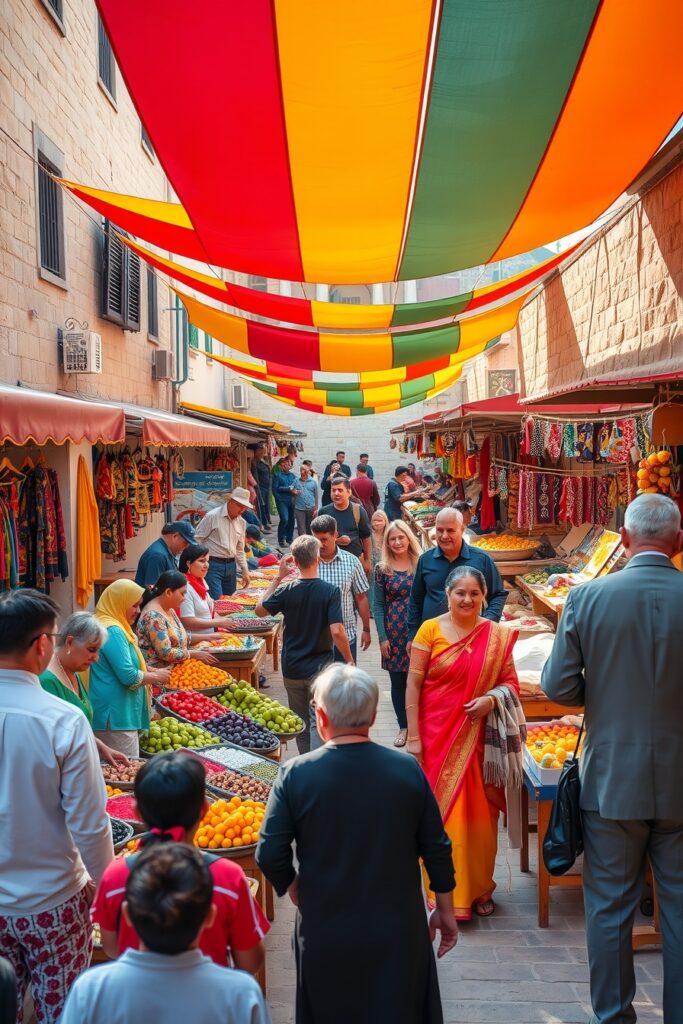 A Vibrant Market Full of Life – free AI stock image