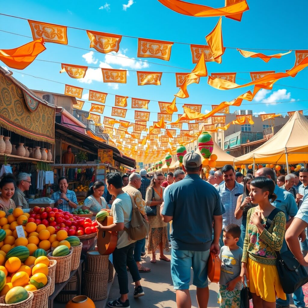 A Vibrant Market Full of Life – free AI stock image