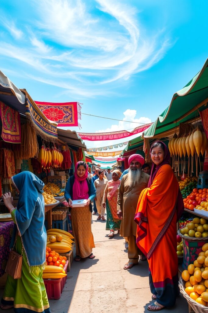 A Vibrant Market in a Foreign Land – free AI stock image