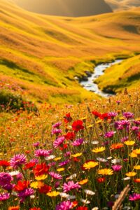 A Vibrant Meadow Full of Wildflowers – free AI stock image
