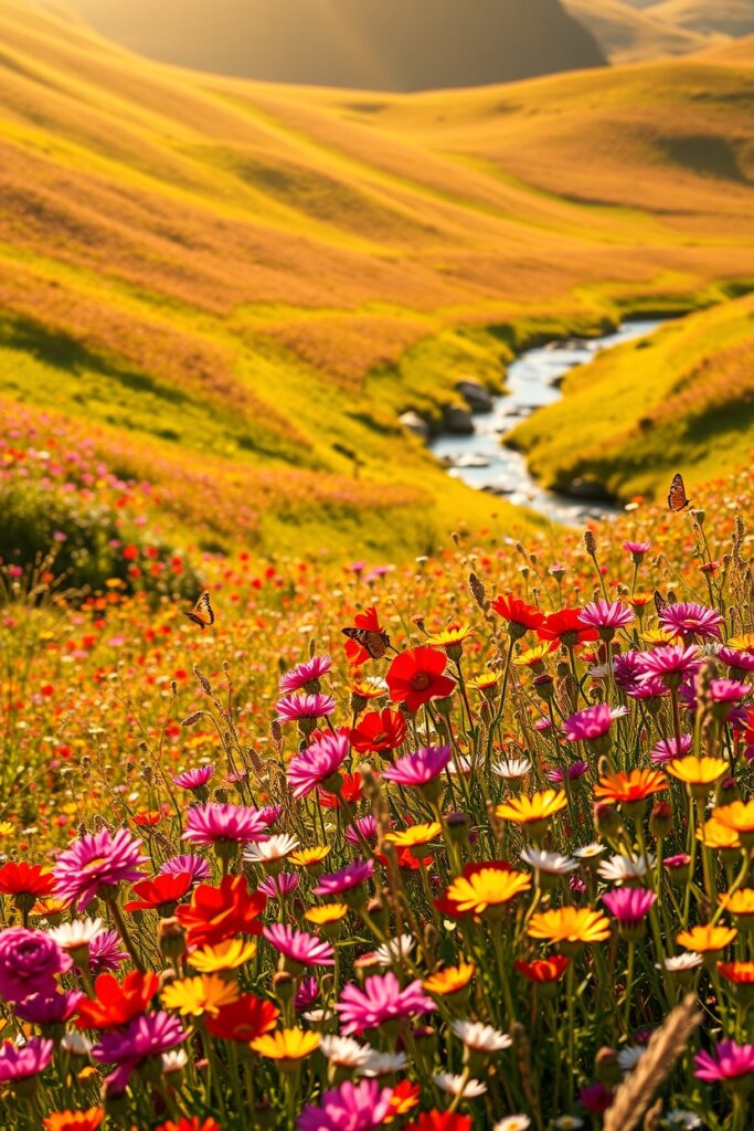 A Vibrant Meadow Full of Wildflowers – free AI stock image