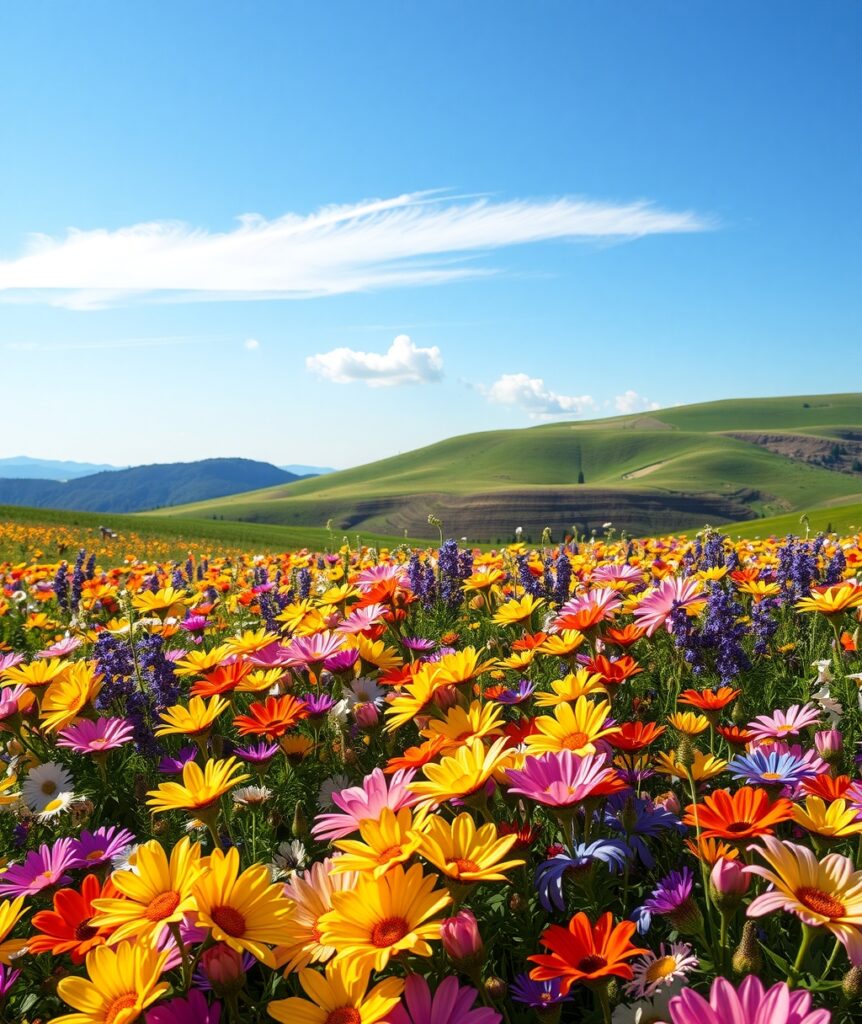 A Vibrant Meadow of Blooming Flowers – free AI stock image