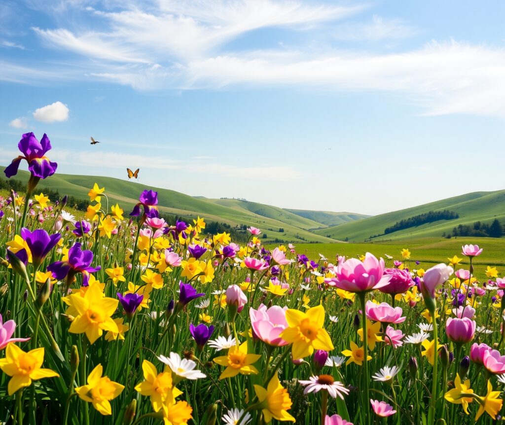 A Vibrant Meadow of Blossoming Flowers – free AI stock image