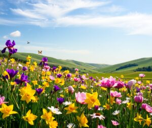 A Vibrant Meadow of Blossoming Flowers – free AI stock image