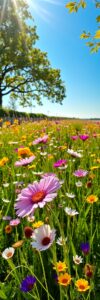 A Vibrant Meadow of Colorful Blossoms – free AI stock image
