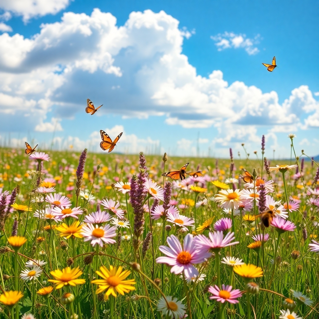 A Vibrant Meadow of Wildflowers – free AI stock image