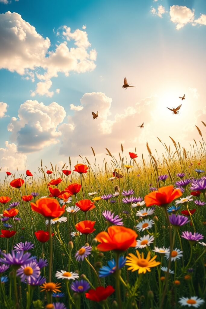 A Vibrant Meadow of Wildflowers – free AI stock image