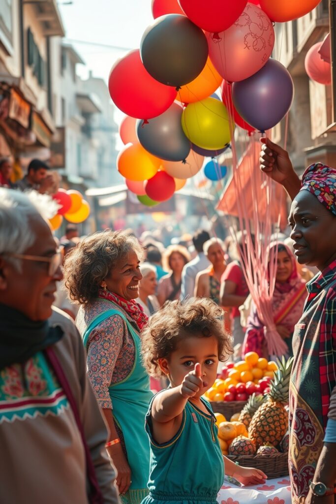 A Vibrant Street Market Filled with People – free AI stock image