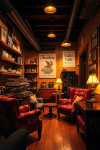 A Vintage Coffee Shop Interior Scene – free AI stock image
