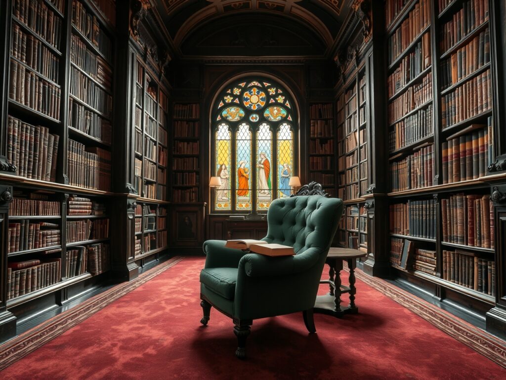 A Vintage Library with Dusty Books – free AI stock image