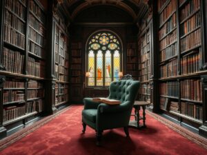 A Vintage Library with Dusty Books – free AI stock image