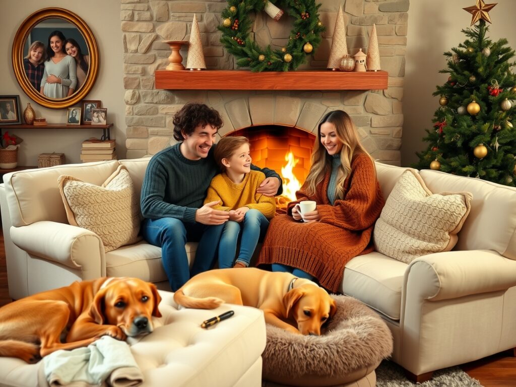 A Warm Family Gathering Around the Fire – free AI stock image