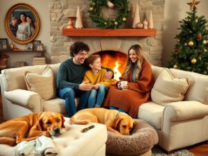 A Warm Family Gathering Around the Fire – free AI stock image