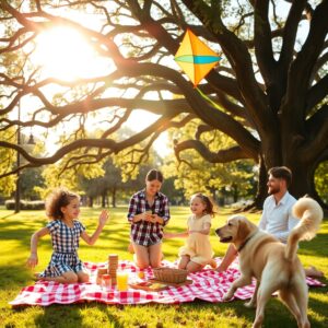 A Warm Family Gathering at the Park – free AI stock image