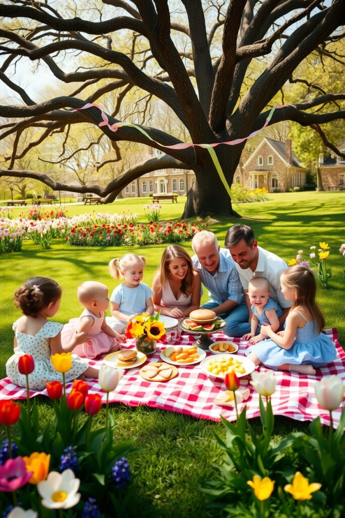A Warm Family Gathering in a Garden – free AI stock image