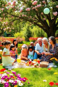A Warm Family Gathering in the Garden – free AI stock image