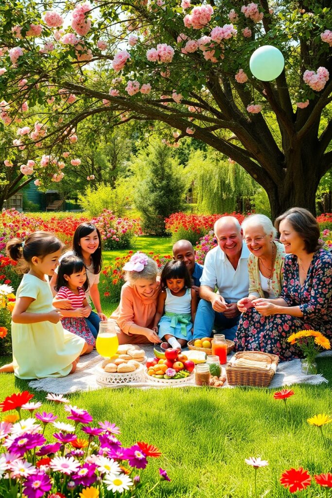 A Warm Family Gathering in the Garden – free AI stock image