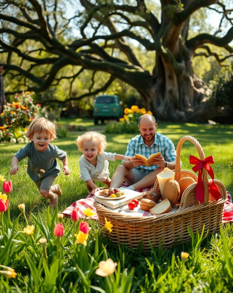 A Warm Family Gathering in the Garden – free AI stock image