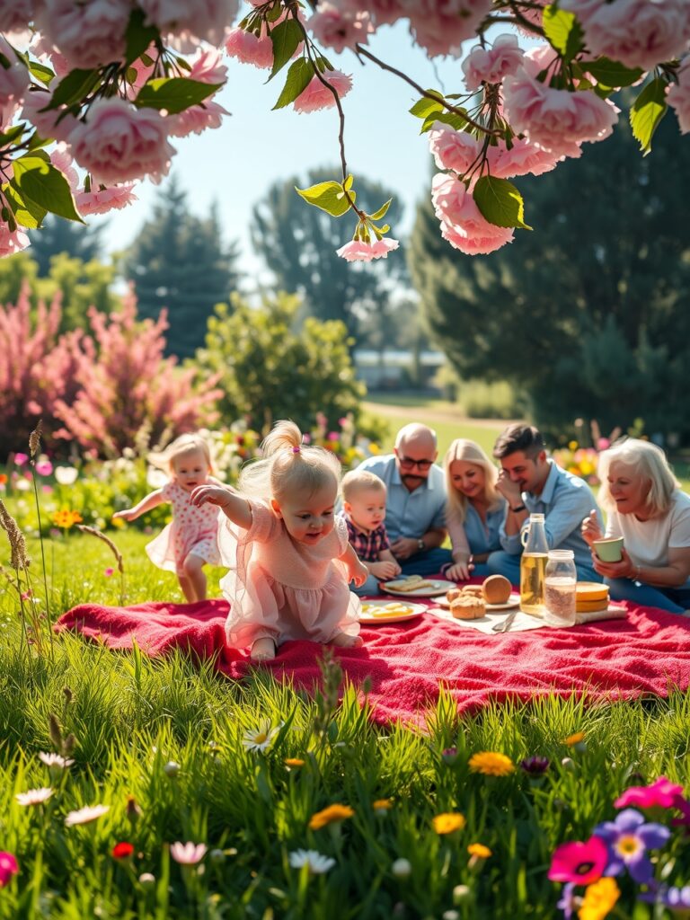 A Warm Family Gathering in the Garden – free AI stock image