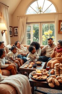 A Warm Family Gathering in the Living Room – free AI stock image