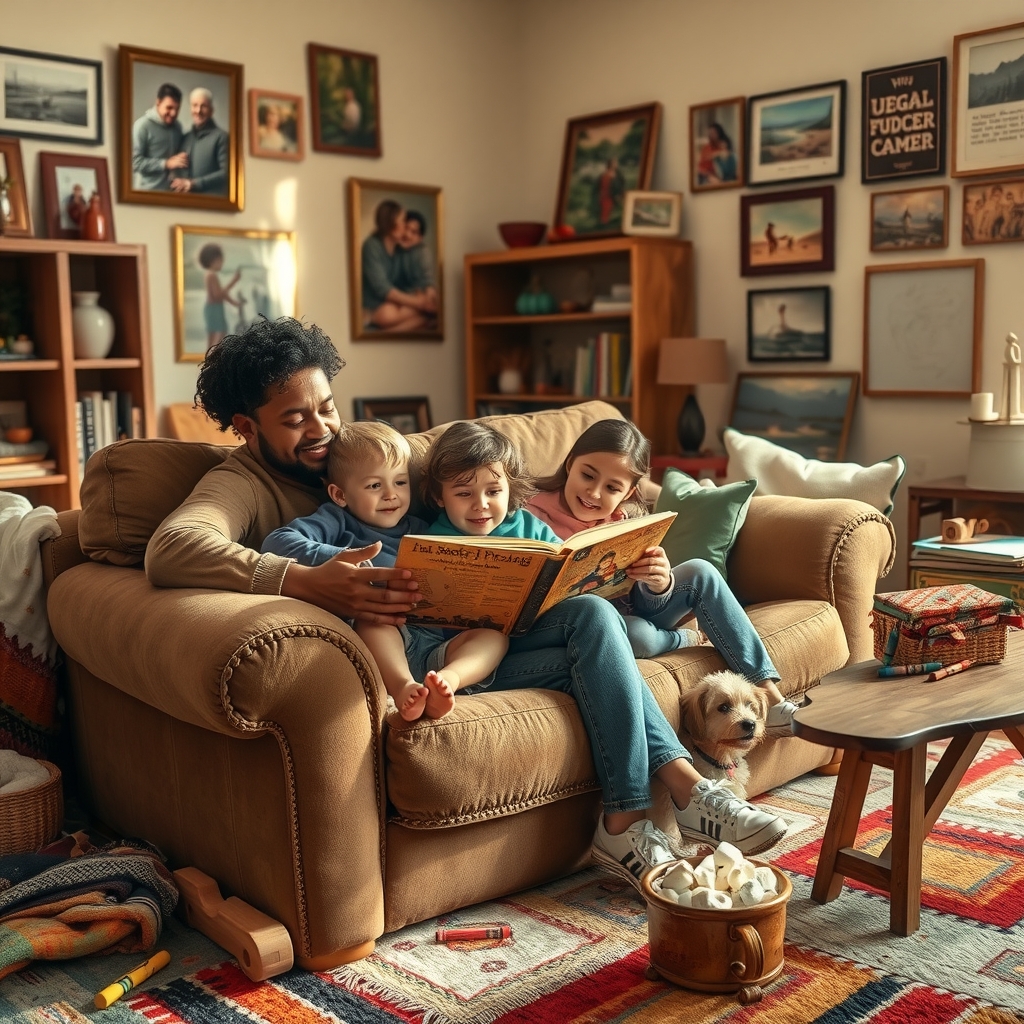 A Warm Family Gathering in the Living Room – free AI stock image