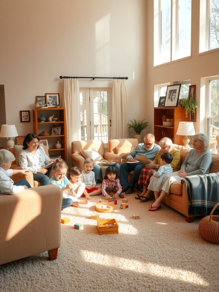 A Warm Family Gathering in the Living Room – free AI stock image