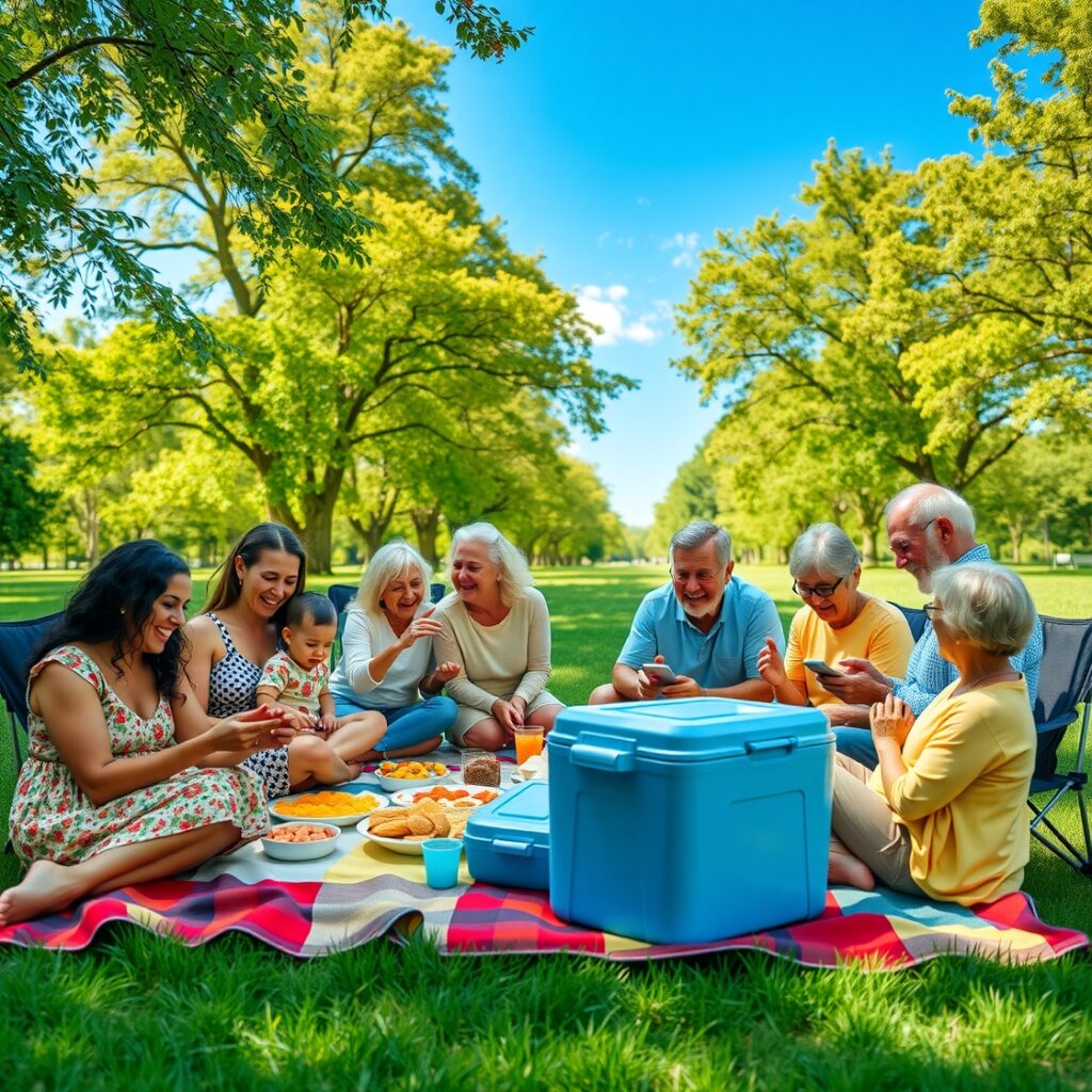A Warm Family Gathering in the Park – free AI stock image