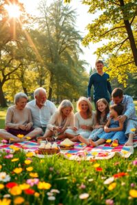 A Warm Family Gathering in the Park – free AI stock image