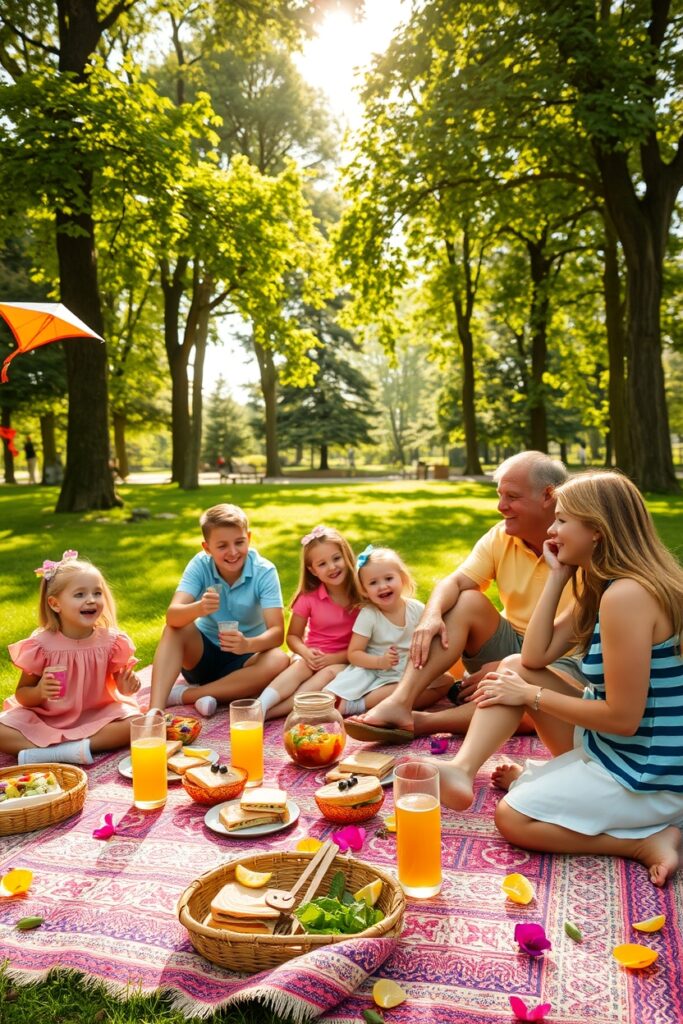 A Warm Family Gathering in the Park – free AI stock image