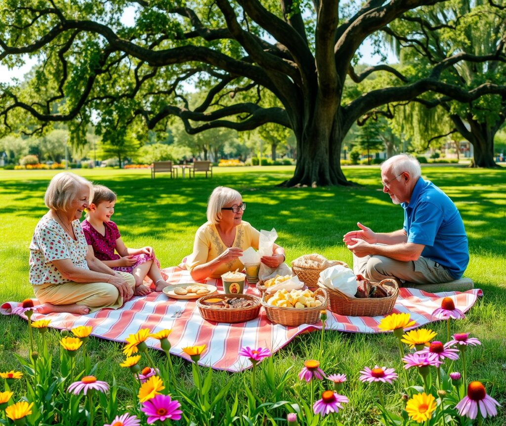 A Warm Family Reunion in the Park – free AI stock image
