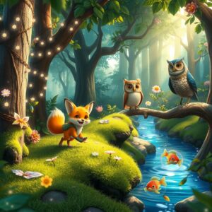A Whimsical Animated Forest Adventure – free AI stock image