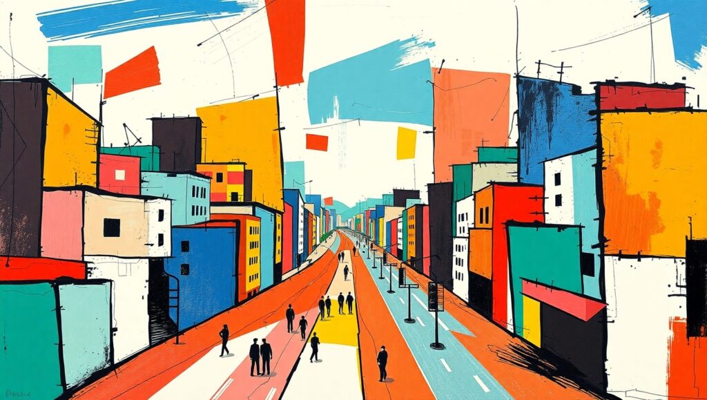 Abstract Cityscape in Cubism Style – free AI stock image