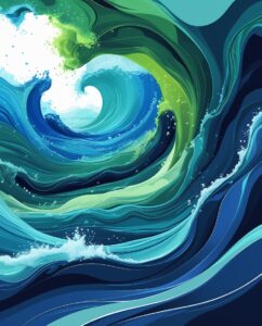 Abstract Financial Waves and Ocean Depths – free AI stock image