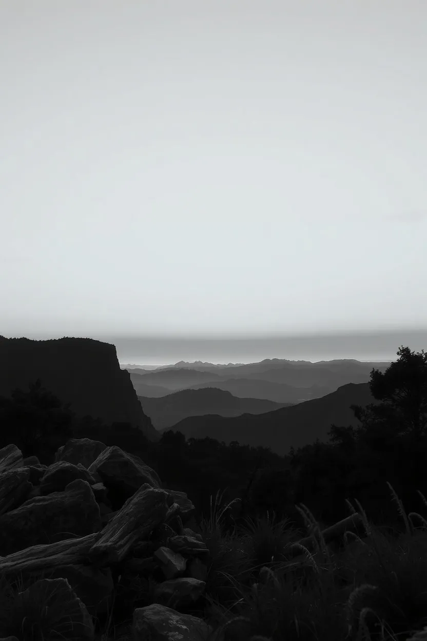 Abstract Monochrome Landscape at Dusk