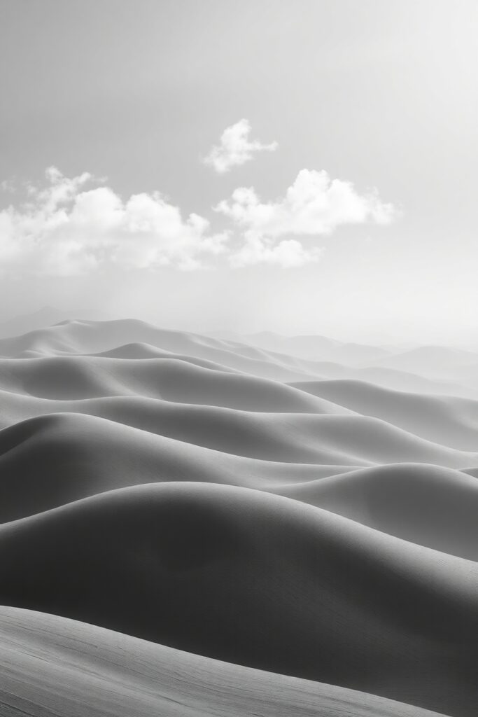 Abstract Monochrome Landscape in Shades of Grey – free AI stock image