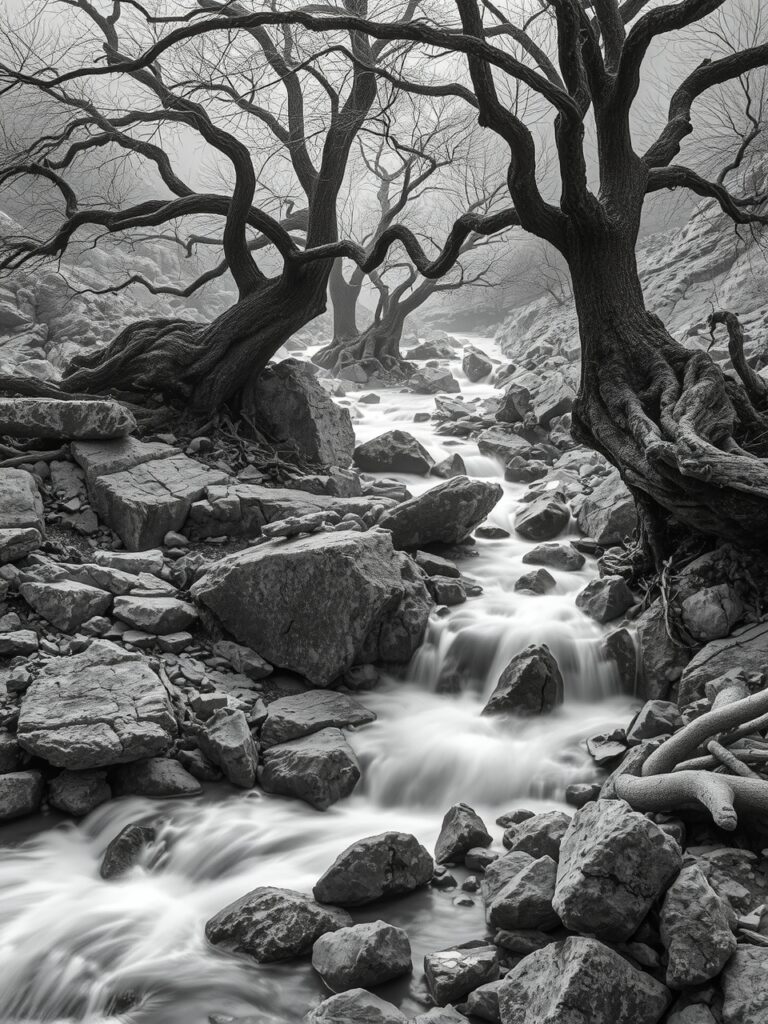 Abstract Monochrome Patterns in Nature – free AI stock image