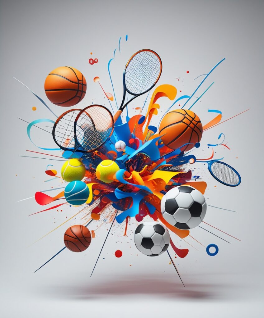 Abstract Sports Equipment in Motion – free AI stock image