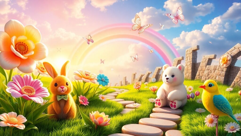Adorable Candy Flower Garden – free AI stock image