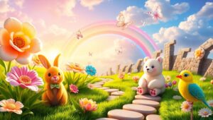 Adorable Candy Flower Garden – free AI stock image