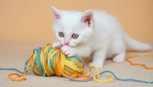 Adorable Kitten with Yarn Ball – free AI stock image